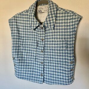 Zara Blue and White houndstooth vest